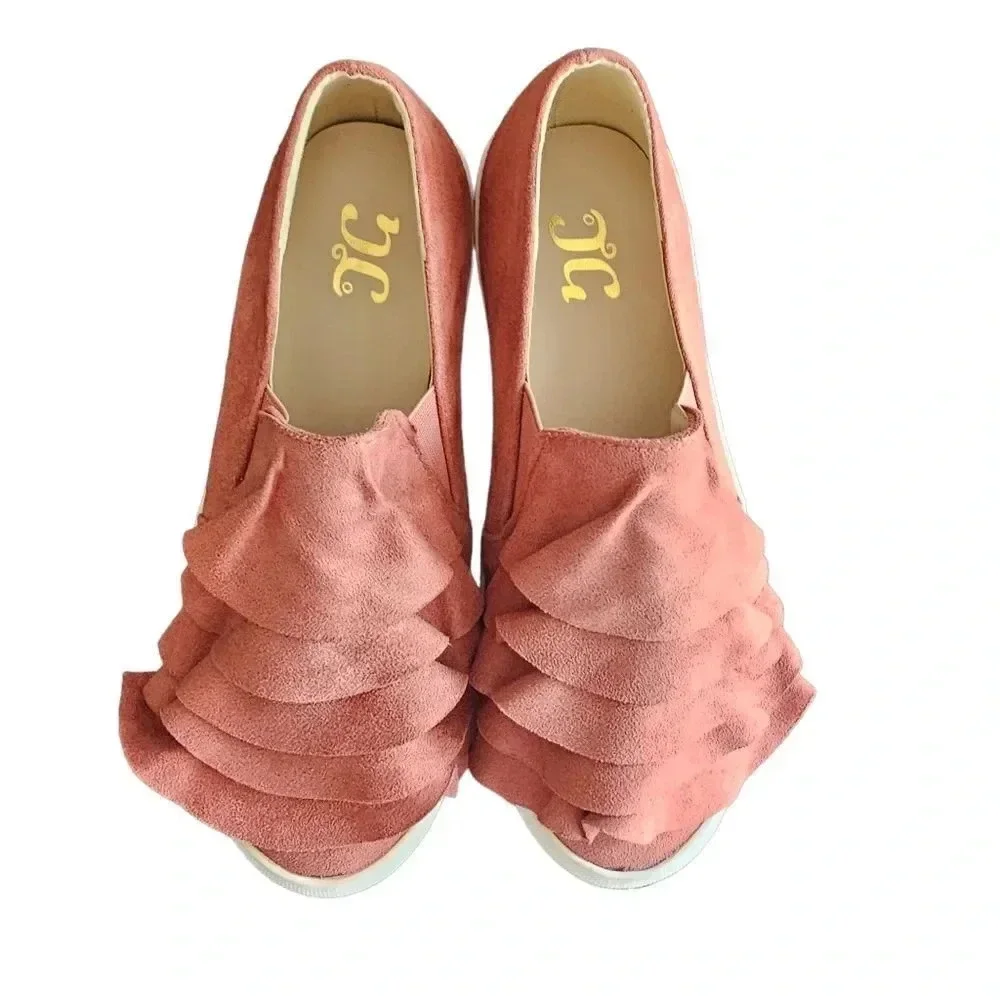 JC Journee Collection Mauve‎ Glint Ruffle sneaker Size 6 New